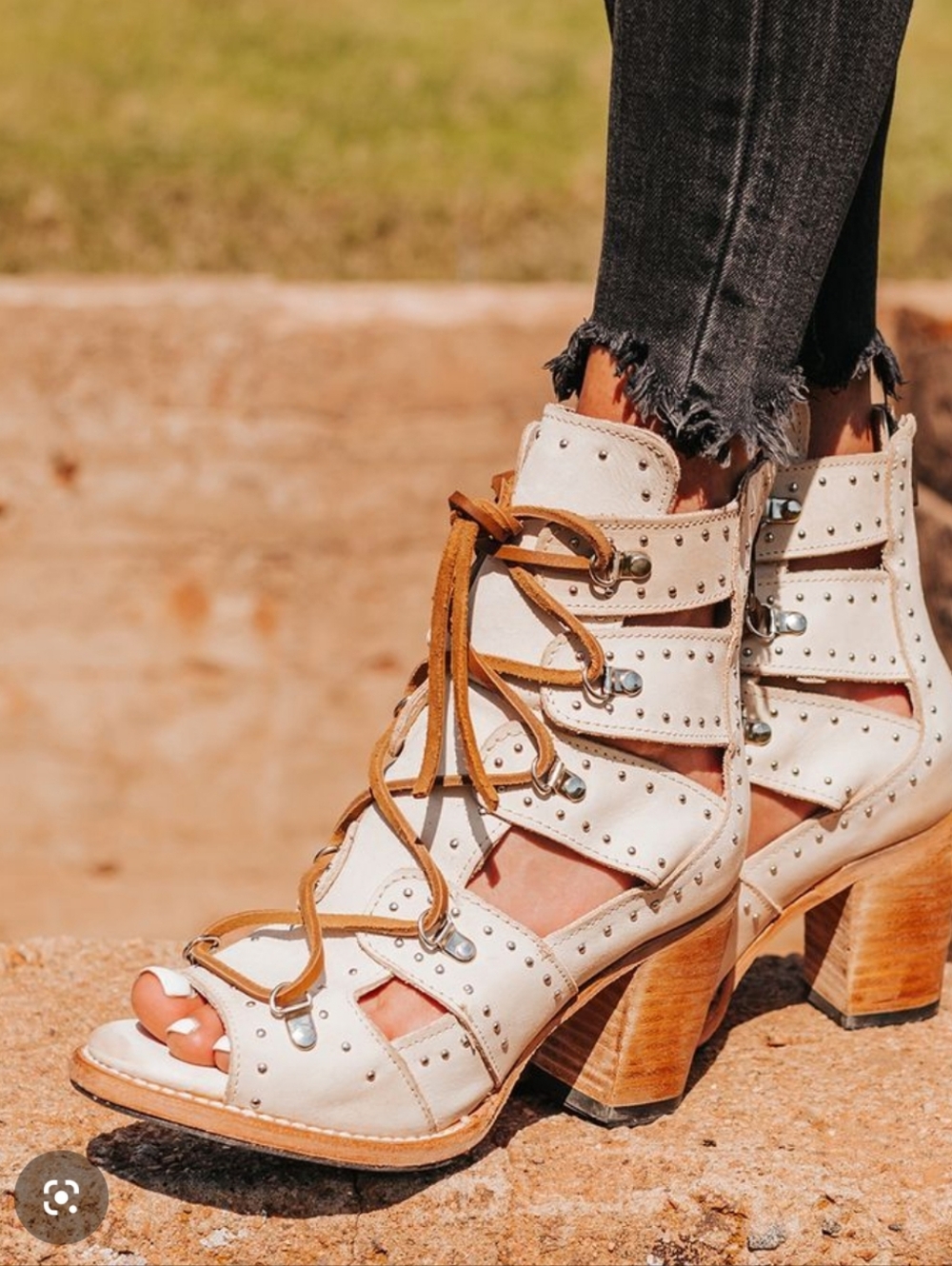 Freebird By Steven Women's Brandy Cream Leather Boho Lace Up Boots